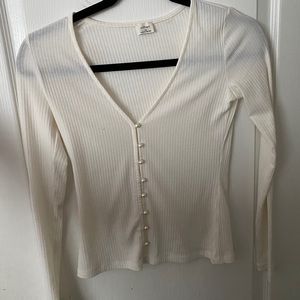 Wilfred white pearl button down top